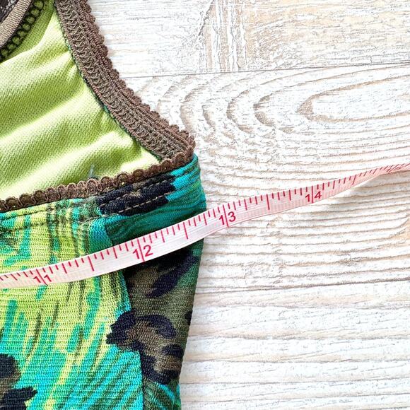 Vintage 90's Y2K Guess Mesh Lace Trim Slip Dress |‎ Leopard Green/Blue Smal - Picture 8 of 9